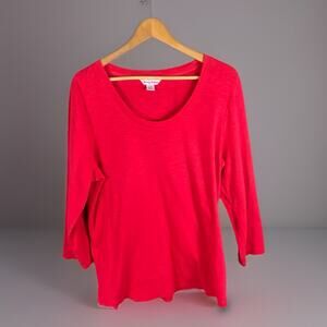 Tommy Bahama Top Women’s L 3/4 Sleeves 100% Cotton Coastal Pink Vacation